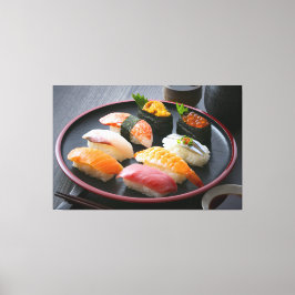 Harmony of Sushi on a Traditional Black Plate - C Canvastryck