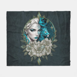 Harmony of the inslag, kvinnan med lejon. fleecefilt