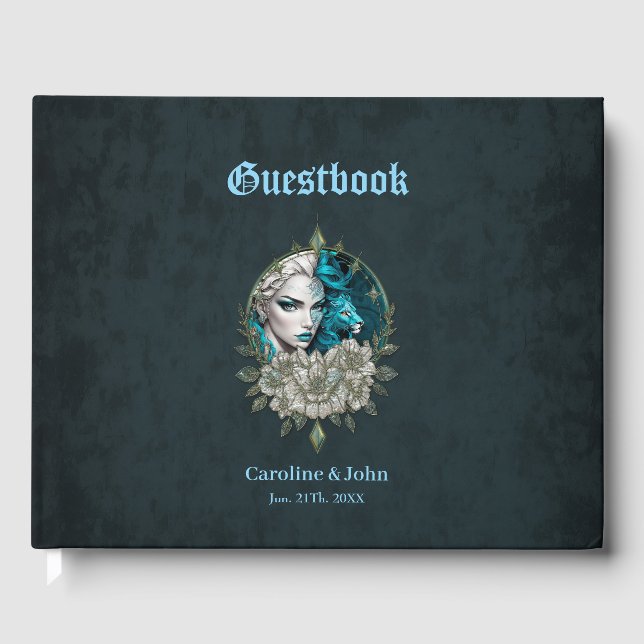 Harmony of the inslag, kvinnan med lejon. gästböcker (Framsida)