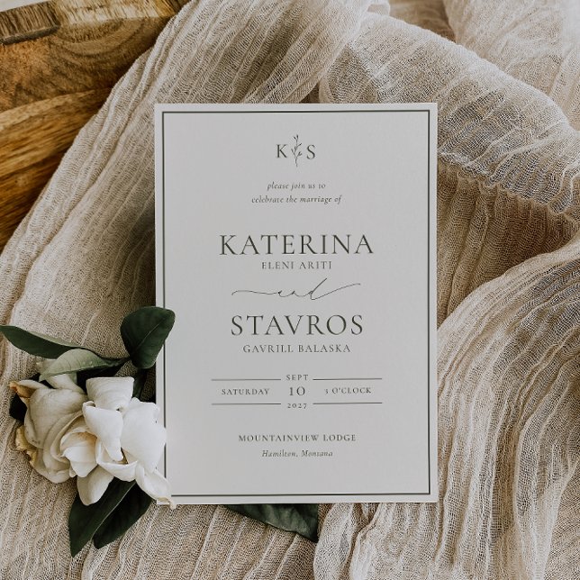 HARMONY Oliv grönt bröllopsinbjudan Inbjudningar (Skapare uppladdad)