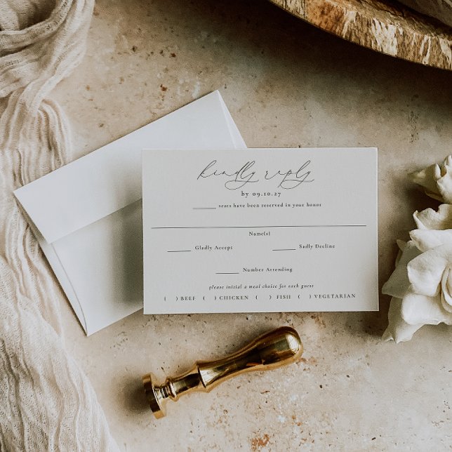 HARMONY | Oliv grönt val av måltid Bröllop OSA Kort (Skapare uppladdad)