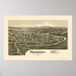 Harmony, PA Panoramic Karta - 1901 Poster