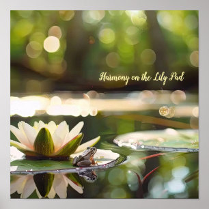 Harmony på Vatten: Frog och Vatten Lily Poster