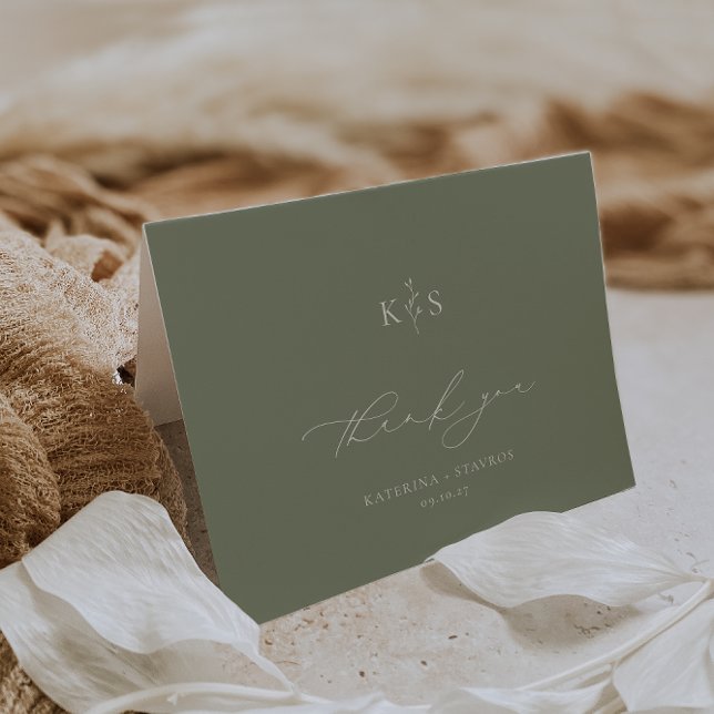 HARMONY Sage Grönt Bröllop Photo Tack Kort (Skapare uppladdad)