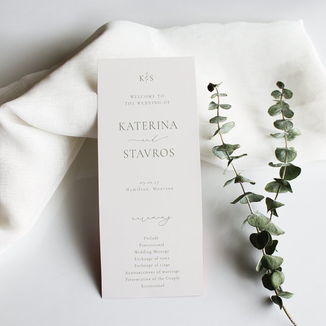 HARMONY Sage Grönt Bröllop Program (Skapare uppladdad)