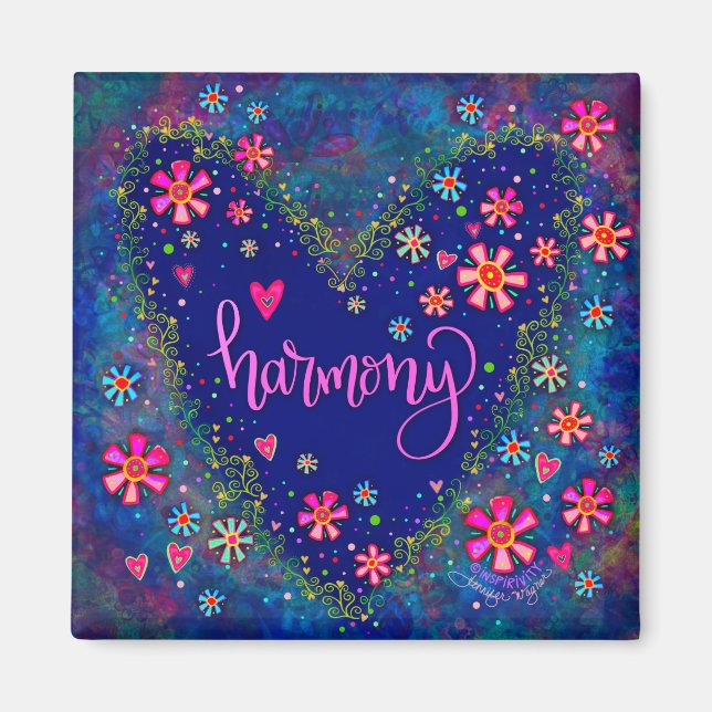Harmony Söt Heart Flowers Modern Inspirief Magnet (Framsidan)