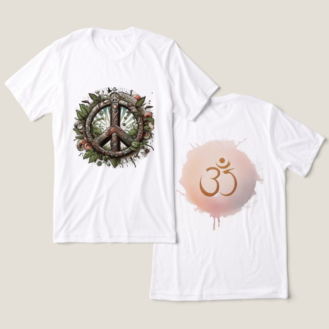 Harmony Unveiled: ॐ Peace Mandala T Shirt (Design fram och bak)