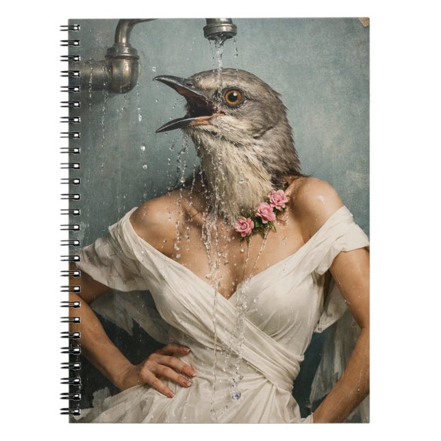 Härmtrast i duschen Surreal collage Anteckningsbok (Framsidan)