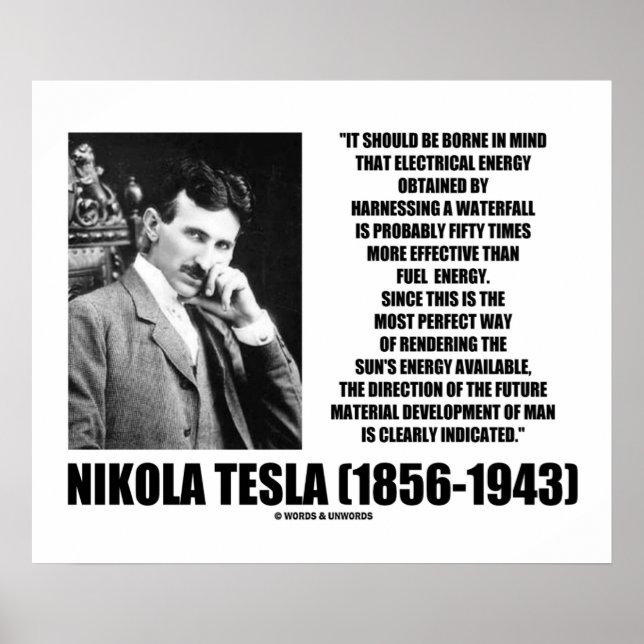 Harnessing A Waterfall Sol Energy Tesla Quote Poster (Framsidan)
