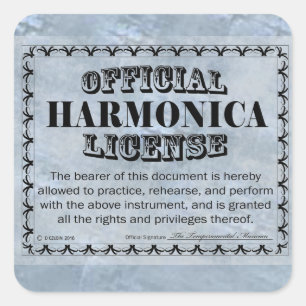 Harnonica License Square Sticker Fyrkantigt Klistermärke