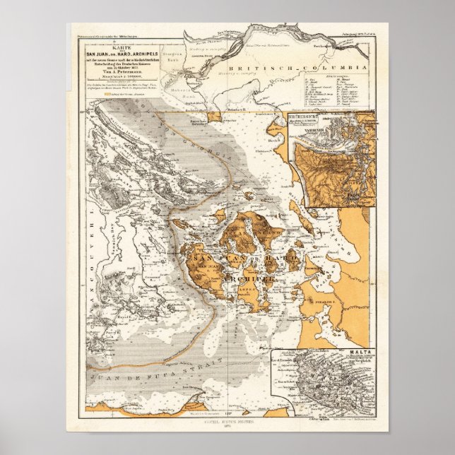 Haro Straiit Vancouver Island Petermann 1873 Poster (Framsidan)