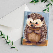 Harold Igelkott | Söt Djur Vattenfärgkort