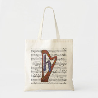 Harp and Music Tote Bag Tygkasse