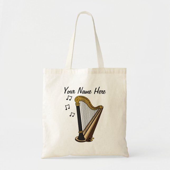 Harp Anpassningsbar Tote Bag Harpist String Musici Tygkasse (Framsidan)