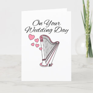 Harp Bröllop Card Harpist String Musician Tack Kort