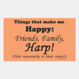 Harp gör mig Lycklig Rektangulärt Klistermärke