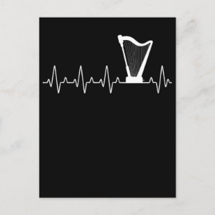 Harp Heartslag Musician Harp Player Vykort