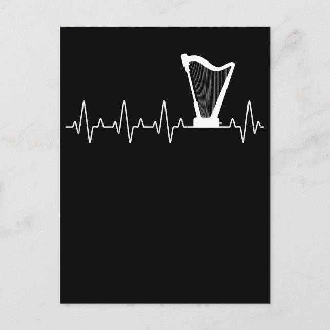 Harp Heartslag Musician Harp Player Vykort (Framsida)
