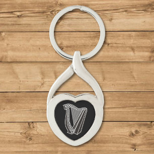Harp Icon Twisted Heart Silverfärgad Nyckelring