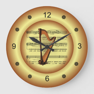 ~ Harp ~ Lakan Music ~ Guld Background ~ Stor Klocka