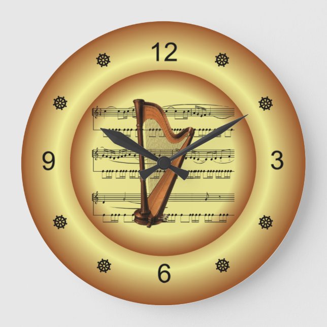 ~ Harp ~ Lakan Music ~ Guld Background ~ Stor Klocka (Framsida)