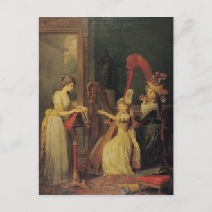 Harp-lektionen från Madame de Genlis Vykort
