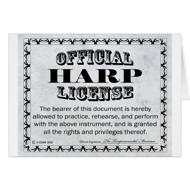 Harp-licens Hälsningskort (Framsidan Horizontal)