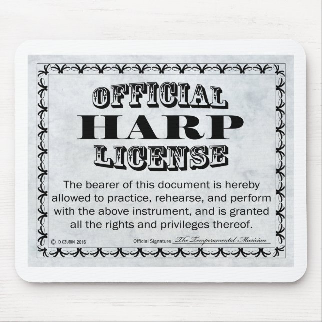 Harp-licens Musmatta (Framsidan)