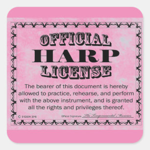 Harp License Square-etikett Fyrkantigt Klistermärke