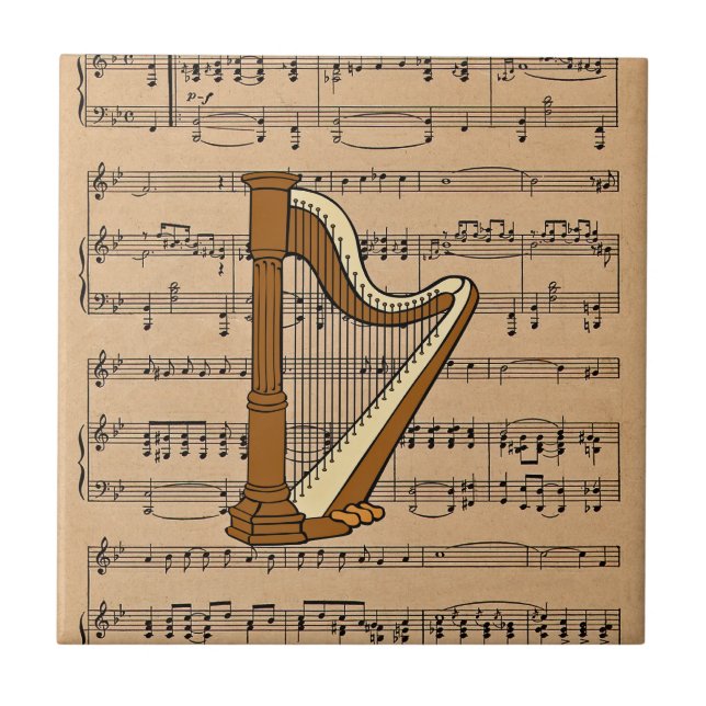 Harp med Lakan Music Background Kakelplatta (Framsidan)