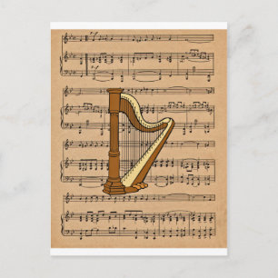 Harp med Lakan Music Background Vykort
