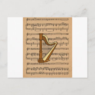 Harp med Lakan Music Background Vykort