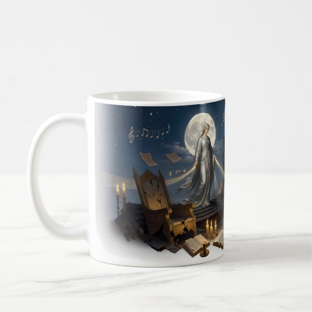 Harp Muse Månljust Celestial Musik Natt Mugg (Vänster)