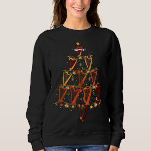 Harp Music Älskare Julafton Santa Hat Harp jul Tre T Shirt