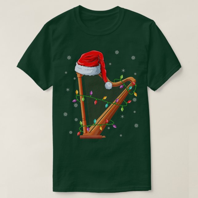 Harp Music Julafton Lighting Matching Santa Hat Ha T Shirt (Design framsida)