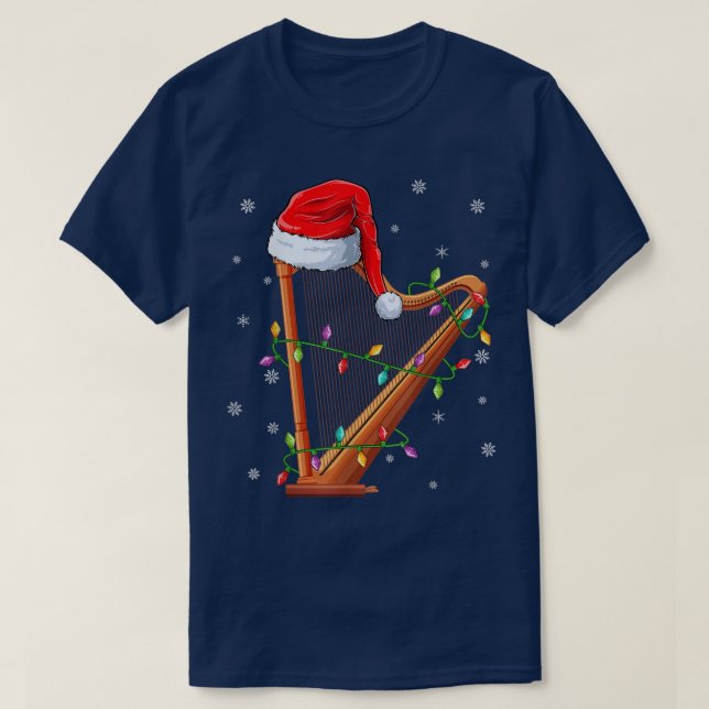 Harp Music Xmas Lighting Matching Santa Hat Harp C T Shirt (Design framsida)