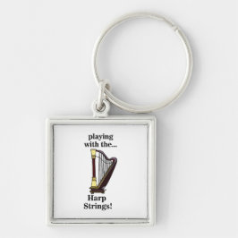 Harp Musical Instrument Harp Fyrkantig Silverfärgad Nyckelring