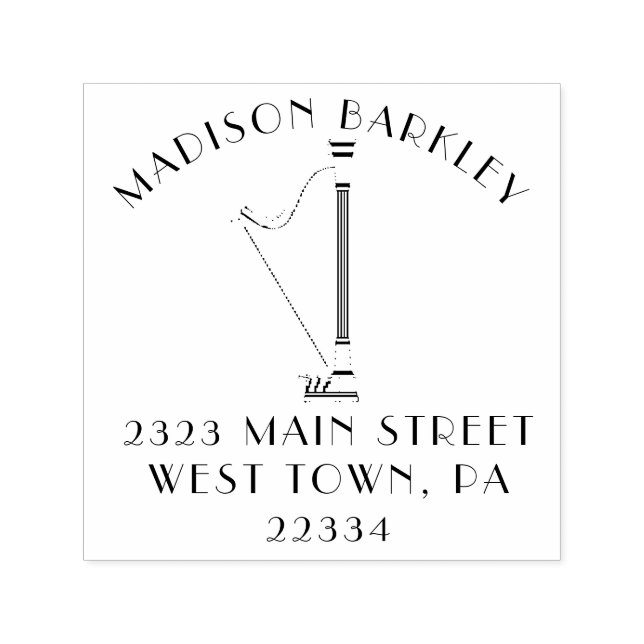 Harp Musician Music Teacher Självfärgande Stämpel (Design)