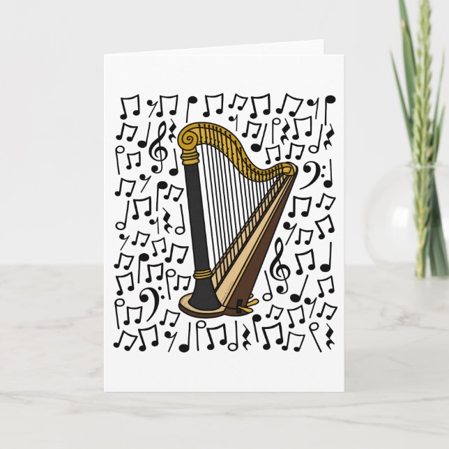 Harp Musik noter Harpist String Music Lärare Helgkort (Framsida)
