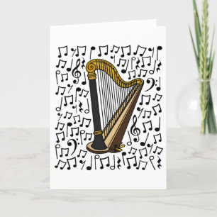 Harp Musik noter Harpist String Music Lärare Helgkort