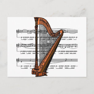 Harp musikalisk 02 B Vykort