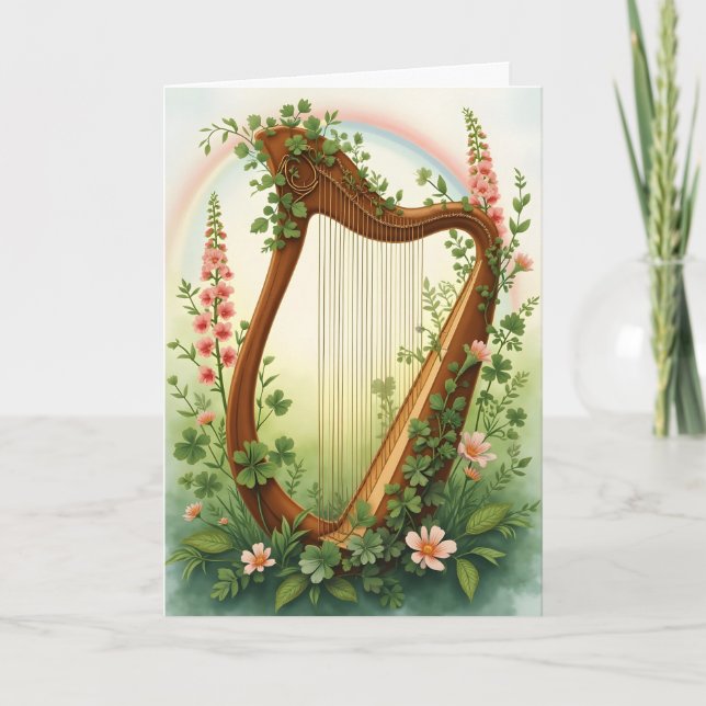 Harp och fingerborgsblomma helgkort (Framsida)
