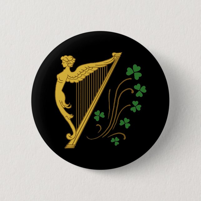 Harp och Shamrocks i st patrick's day Knapp (Framsida)