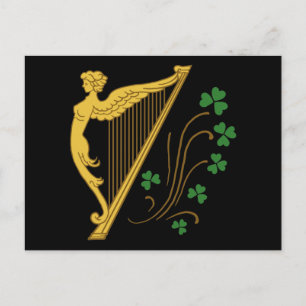 Harp och Shamrocks i st patrick's day Vykort