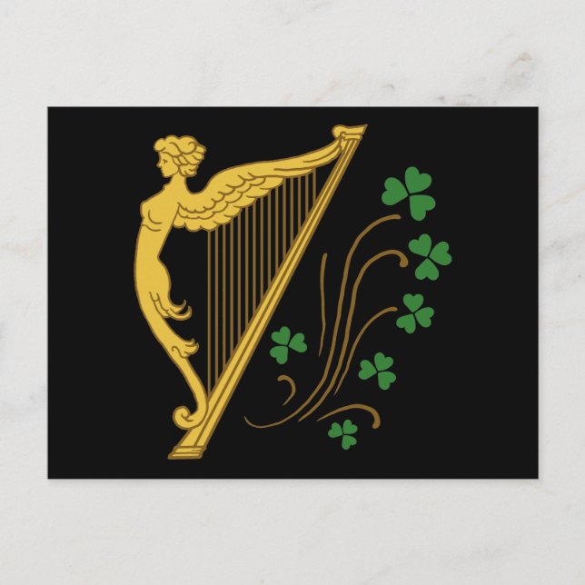 Harp och Shamrocks i st patrick's day Vykort (Framsida)