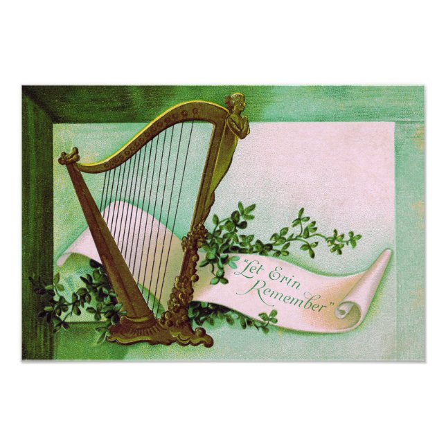 Harp of Erin Shamrock Grönt Fototryck (Framsidan)