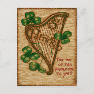 Harp of Erin Shamrock Top of the Morgon Vykort