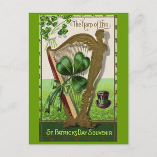 Harp of Erin Vintage St. Patrick's Day Vykort