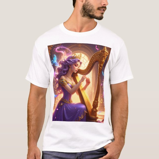 Harp of the Enchanted Queen T Shirt (Framsida)