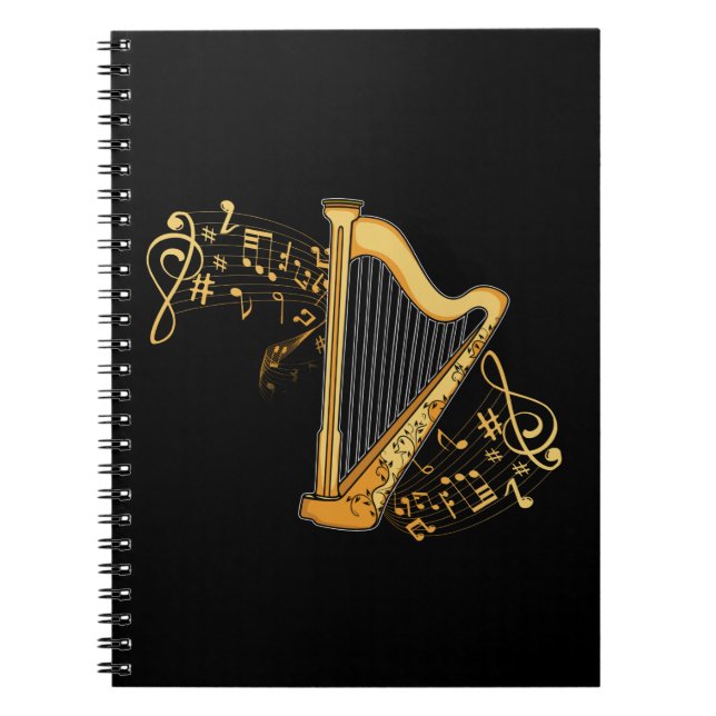 Harp Player Gift Girls Harpist Women Music Harp Anteckningsbok (Framsidan)